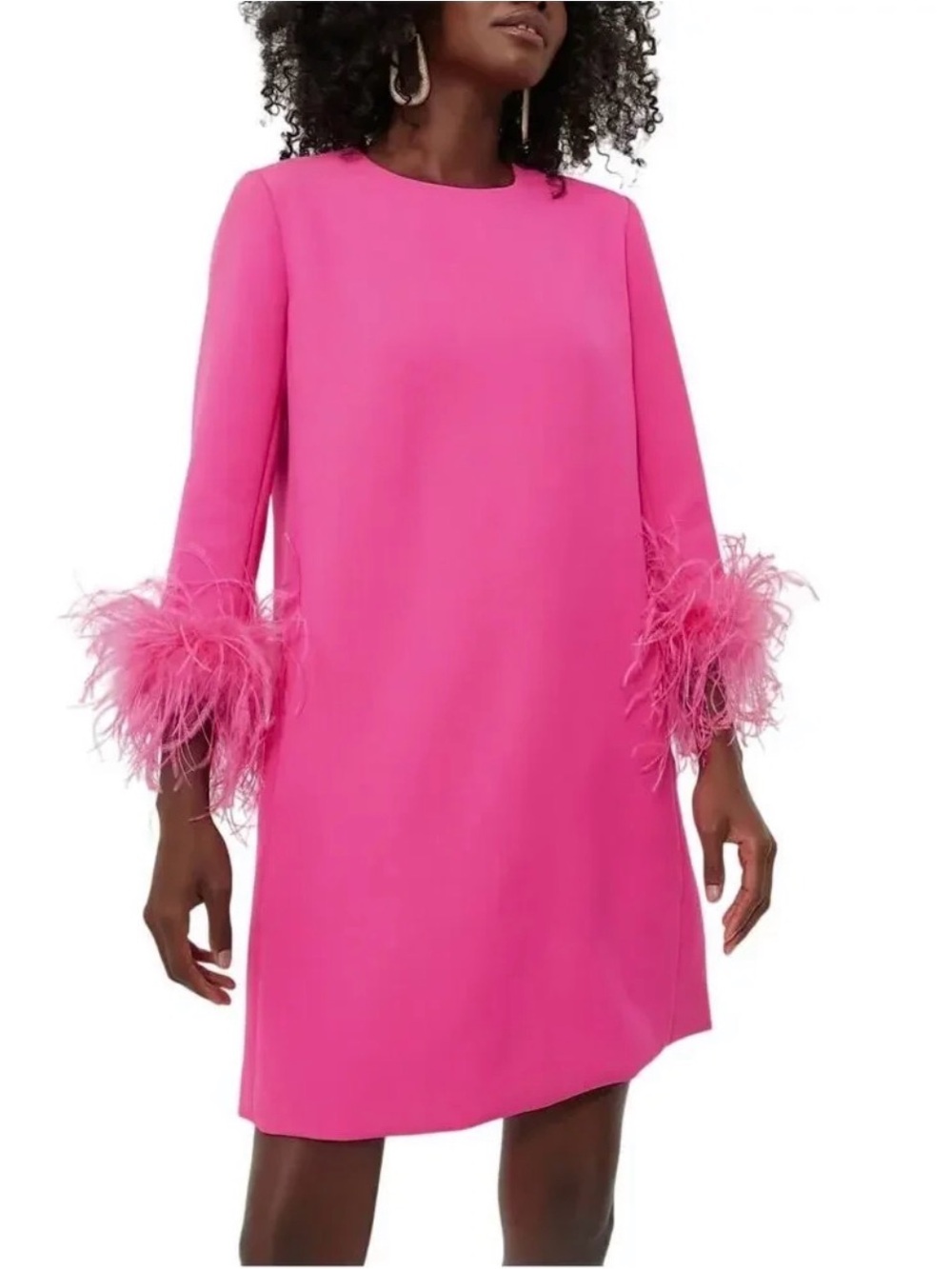 Tuckernuck Feather Trimmed Fuchsia Mary Dress Size M flaw read